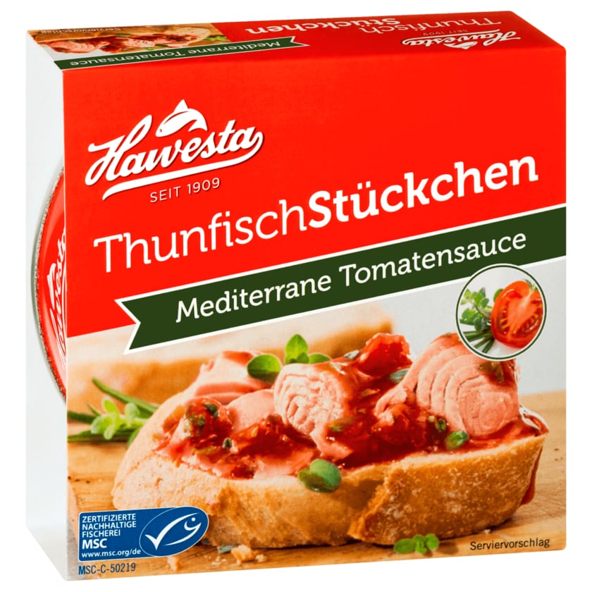 Hawesta MSC Thunfischstückchen in mediterraner Tomatensauce 160g
